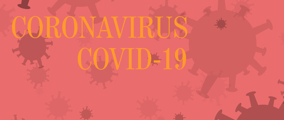 Fototapeta na wymiar Abstract red coronavirus banner design with orange text