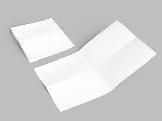 Sheet of paper folded to four. Letter or poster mockup. 3d illustration