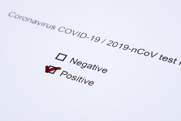 Coronavirus or covid-19 virus disease test result, positive result of coronavirus diagnose test