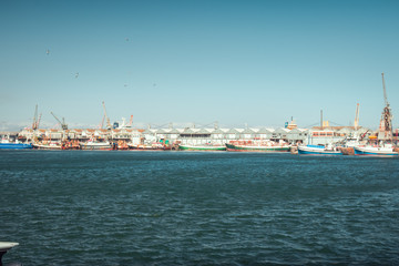 Ships at waterfront shopping in capetown south africa