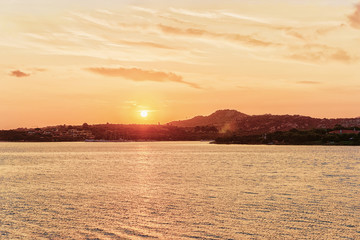 Sunrise in Mediterranean sea Sardinia