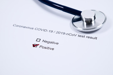 Coronavirus or covid-19 virus disease test result, positive result of coronavirus diagnose test