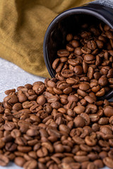 hole coffee beans in a ceramic cup