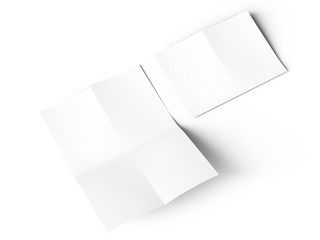 Sheet of paper folded to four. Letter or poster mockup. 3d illustration