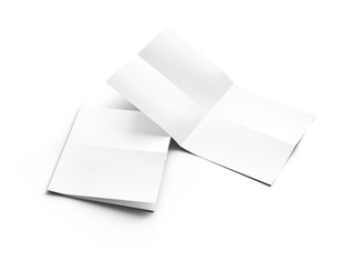 Sheet of paper folded to four. Letter or poster mockup. 3d illustration