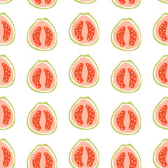 Seamless pattern with guava. Tropical fruit in modern simple style.