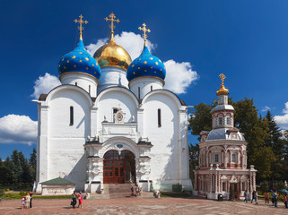 Fototapeta na wymiar Assumption Cathedral of the Trinity-Sergius Lavra in summer, Sergiev Posad. Moscow region, Russia