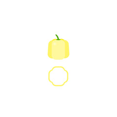 This is yellow bell pepper or paprika with slices on white background. Vegetables, vegetarian food.