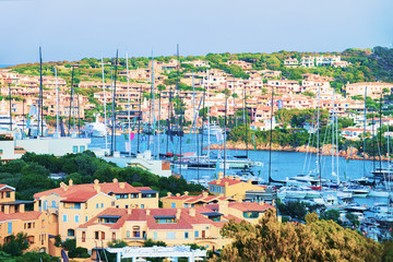 Luxury yachts in harbor of Porto Cervo Sardina