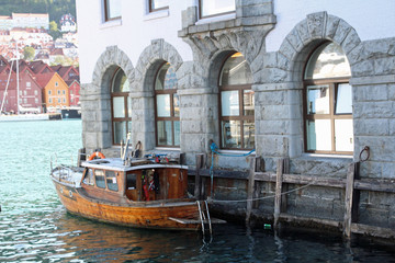 Fototapeta na wymiar Norway Water front with Boat