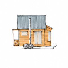 Tiny house mit holzpaneelen