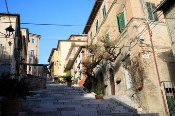 Corinaldo (AN), Italy - January 1, 2019: View of Corinaldo village, Corinaldo, Ancona, Marche, Italy