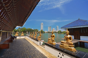 The Statues Of Gangarama Temple In Colombo, Sri Lanka. Gangarama Temple Is One Of The Beautiful Religious Structures In Colombo (With The Computer Color Effects)