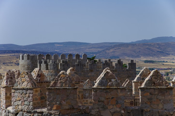 Fototapeta na wymiar Ancient medieval walls of Avila's fortress. Spain