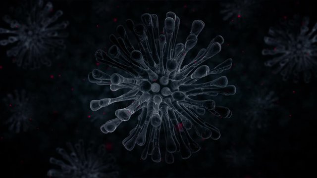 Black Virus Waving On Dark Ambience with red particles.
