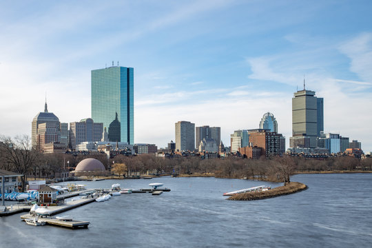 Boston Skyline Charles River Winter