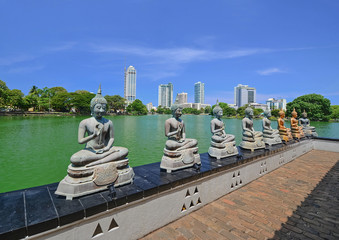 The Statues Of Gangarama Temple In Colombo, Sri Lanka. Gangarama Temple Is One Of The Beautiful...