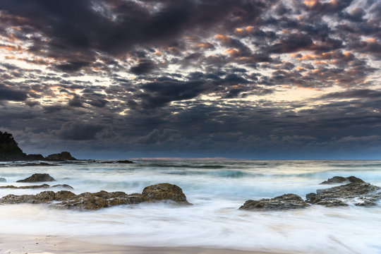 Clouds and Surf - Sunrise at Malua Bay