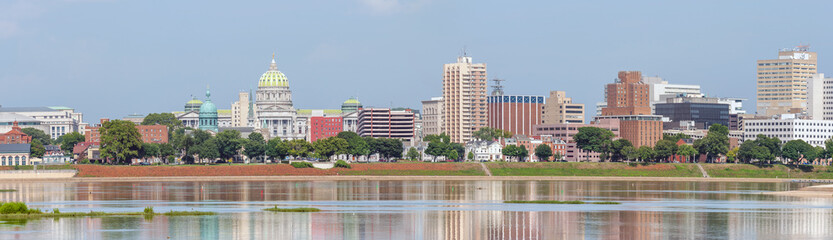 Harrisburg panorama with State Capitol Complex and Susquehanna river, the capital of Pennsylvania,...