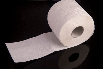 Toilet paper roll with empty roll on black