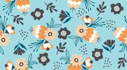 Seamless flower pattern.  Vector hand draw floral