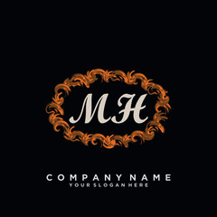 Initial Letter MH Logo With circle Template Vector	
