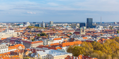 Fototapeta na wymiar Aerial view Zagreb city in Croatia 