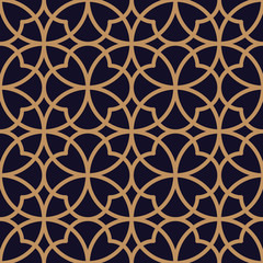 Vector ornamental seamless pattern. Gold background and wallpaper in Arabic style. Geometric pattern. Vector illustration for your design.