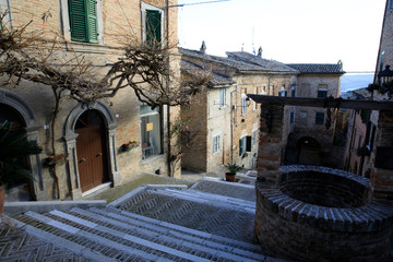 Corinaldo (AN), Italy - January 1, 2019: View of Corinaldo village, Corinaldo, Ancona, Marche, Italy