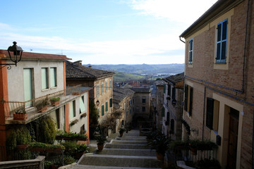 Corinaldo (AN), Italy - January 1, 2019: View of Corinaldo village, Corinaldo, Ancona, Marche, Italy
