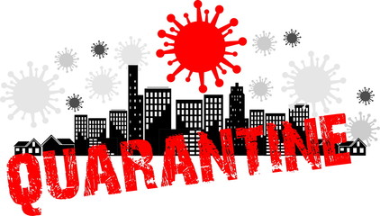 Fototapeta premium Coronavirus quarantine in city, on planet, coronavirus illustration, icon and inscription
