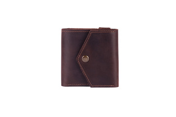 Natural leather wallet isolated on a white background