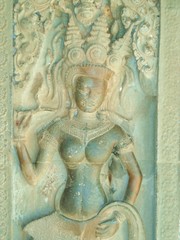Wall figure sculpture in Angkor Wat Temples Cambodia Asia Indochina Siem Reap