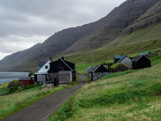 Fototapeta na wymiar Faroe Islands. Múli village. View over abandoned village.