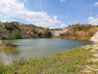 Fototapeta na wymiar Artificial lagoon in the middle of nowhere.