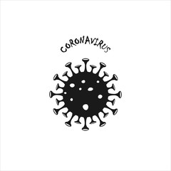 Vector illustration .Coronavirus 2019-nCoV. Coronavirus icon. Black on white background isolated. China is a causative agent of respiratory infection. influenza pandemic.