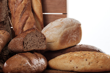 baked bread isolated on white background, side view