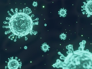 Coronavirus 2019-nCov novel coronavirus concept resposible for asian flu outbreak and coronaviruses influenza as dangerous flu strain cases as a pandemic. Microscope virus close up. 3d rendering