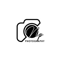Initial Letter NP with camera. Logo photography simple luxury vector. © ZafieraStudio
