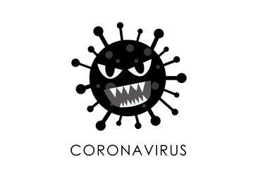 Coronavirus 2019-nCoV. Corona virus icon. Black on white background isolated. China pathogen respiratory infection (asian flu outbreak). influenza pandemic. virion of Corona-virus. Vector