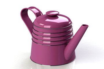 Enamelled metal teapot for making fresh tea. 3D render