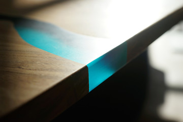 Wood and epoxy table