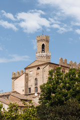 Fototapeta na wymiar Medieval Tower at Volterra, Italy, Palazzo dei Priori Tower
