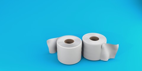 Toilet paper on blue backround 3d render