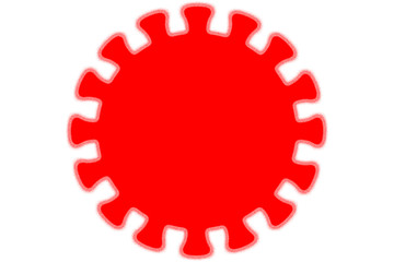 Coronavirus o covid-19 de color rojo sobre fondo blanco.