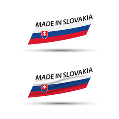 Two modern colored vector flags with Slovak tricolor isolated on white background, flags of Slovakia, Slovak ribbons, Made in Slovakia