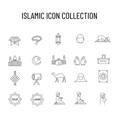 Line art islamic icon collection for design element
