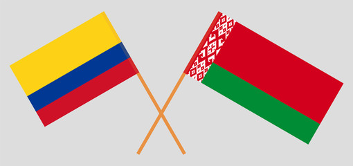 Crossed flags of Belarus and Colombia