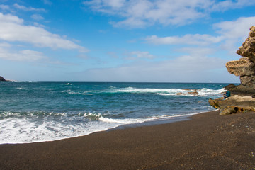 Fototapeta na wymiar Fuerteventura, Canary Islands, Spain. Beautiful landscape of mountains, beach and coast of Atlantic Ocean 