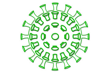 Coronavirus o covid-19 de color verde sobre fondo blanco.